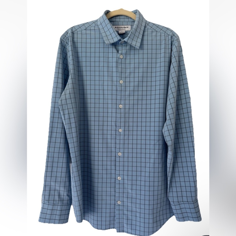 Mizzen + Main Striped Geometric Leeward Medium Trim Fit, Long Sleeve Shirt, EUC